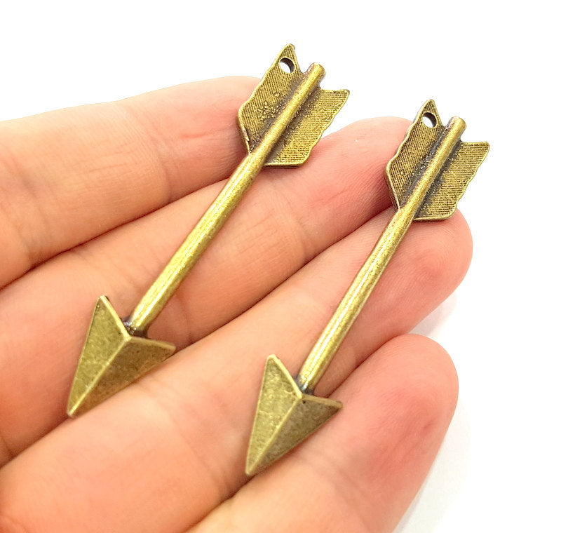 2 Antique Bronze Arrow Pendant   (65x12mm) G6383