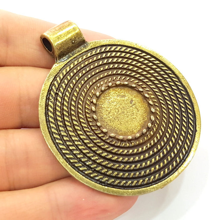 Antique Bronze Pendant  Blank Bezel Settings Base Blank  Tribal Pendant  Necklace Blank Mountings (52mm )  G8801