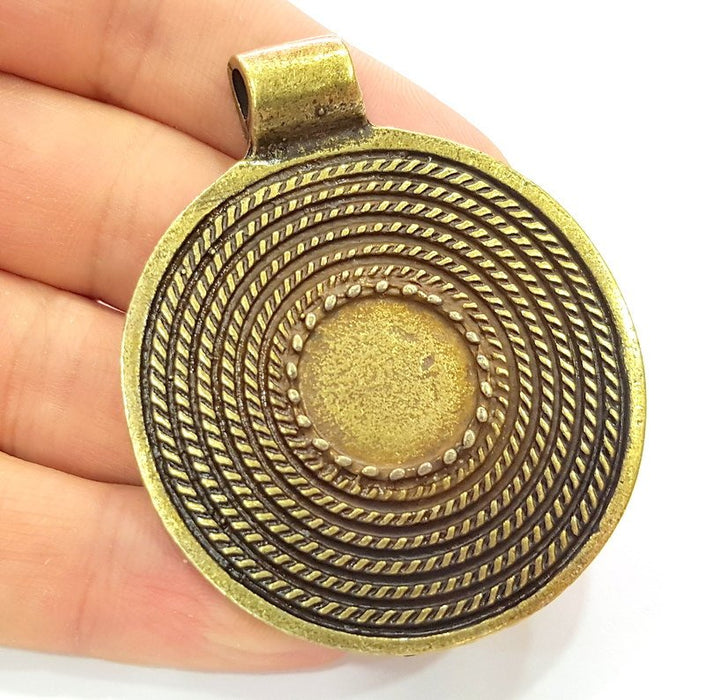 Antique Bronze Pendant  Blank Bezel Settings Base Blank  Tribal Pendant  Necklace Blank Mountings (52mm )  G8801