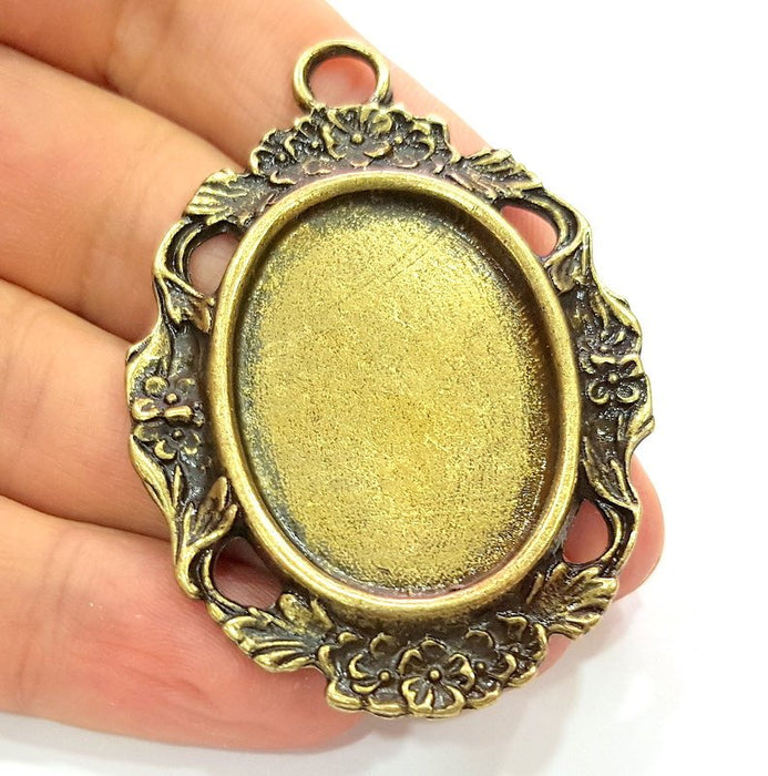 Antique Bronze Pendant  Blank Bezel Settings Base Blank  Tribal Pendant  Necklace Blank Mountings (63x44mm )  G6390