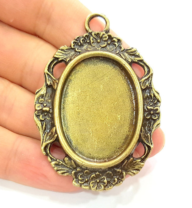 Antique Bronze Pendant  Blank Bezel Settings Base Blank  Tribal Pendant  Necklace Blank Mountings (63x44mm )  G6390