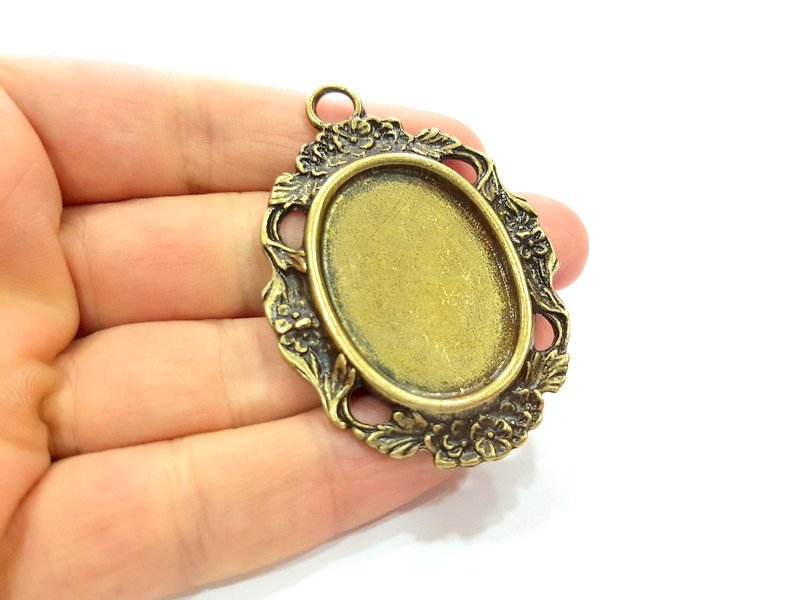 Antique Bronze Pendant  Blank Bezel Settings Base Blank  Tribal Pendant  Necklace Blank Mountings (63x44mm )  G6390