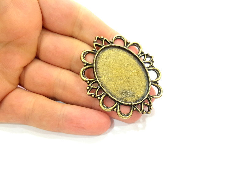 2 Antique Bronze Pendant  Blank Bezel Settings Base Blank  Tribal Pendant  Necklace Blank Mountings (57x49mm )  G6391