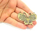 2 Antique Bronze Butterfly Pendant   (69x41mm) G6394