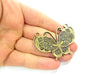 2 Antique Bronze Butterfly Pendant   (69x41mm) G6394