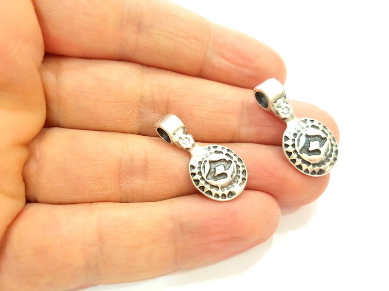 6 Tribal Charms Ethnic Charms Antique Silver Plated Charms (28x14mm) G6934