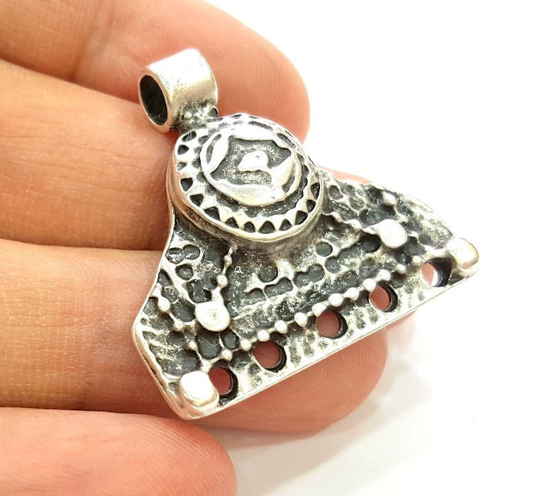 2 Silver Pendant Connector Antique Silver Plated Pendants (35x35mm)  G8291
