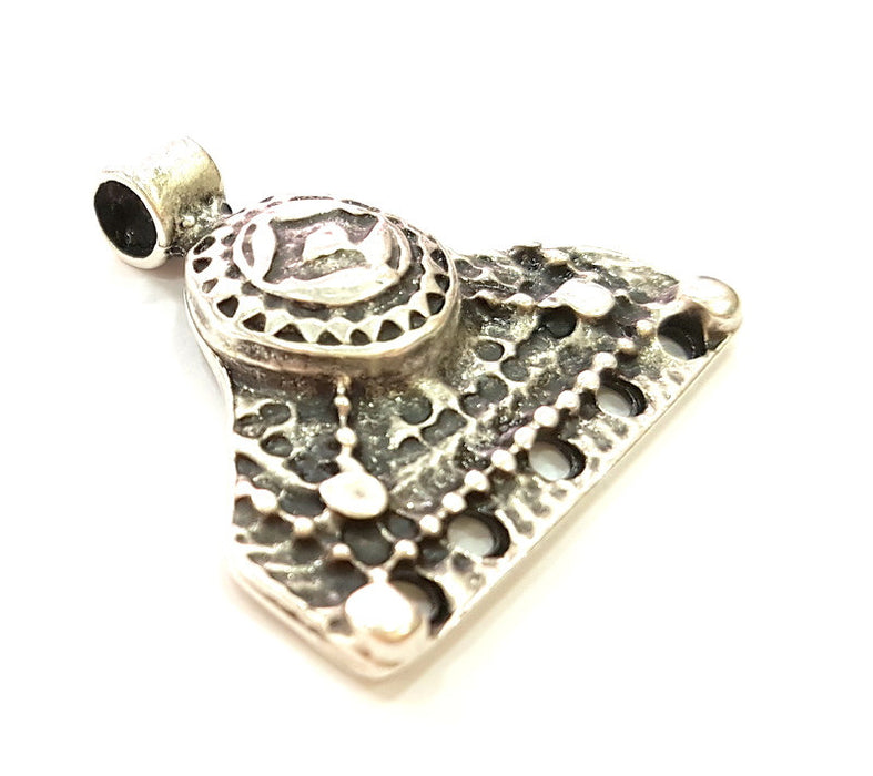 2 Silver Pendant Connector Antique Silver Plated Pendants (35x35mm)  G8291