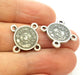 6 Silver Charms Connector Antique Silver Plated Ottoman Signature Charms 6 Pcs (13mm)  G6954