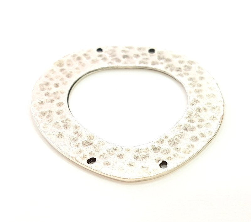 2 Silver Pendant Antique Silver Circle Pendants (43x41mm)  G8638