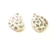 6 Pcs  ( 3 sets) Silver Charm Antique Silver Plated Hammered Charm (19x15mm) G8850