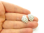 6 Pcs  ( 3 sets) Silver Charm Antique Silver Plated Hammered Charm (19x15mm) G8850