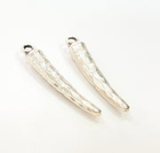 4 Silver Pendant Antique Silver Plated Pendants (39x6mm)  G6971