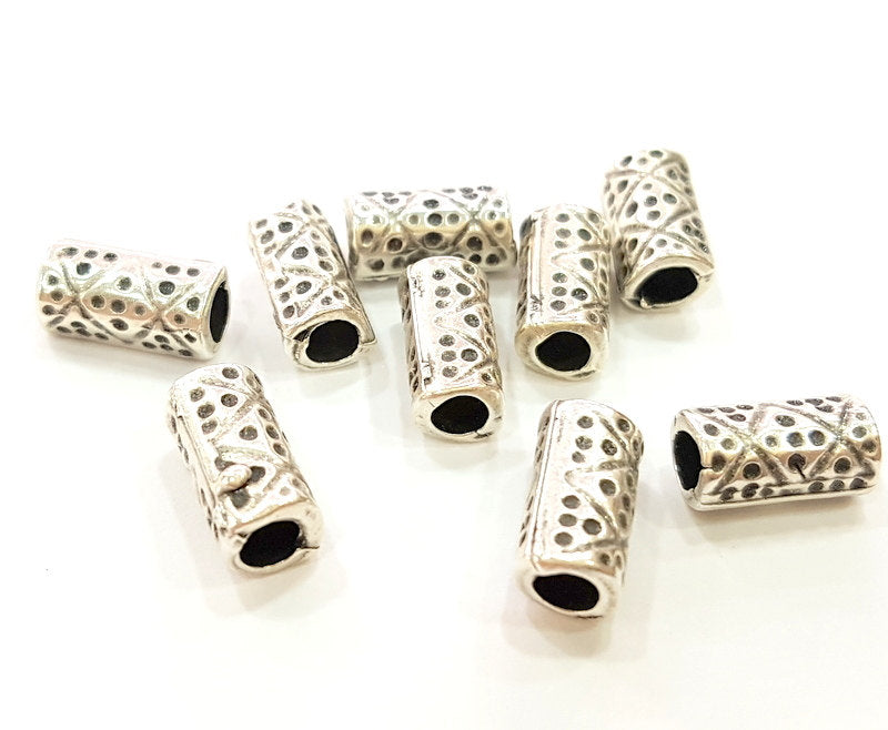 10 Silver Tube Beads Antique Silver Plated Beads 12x6mm  G6972