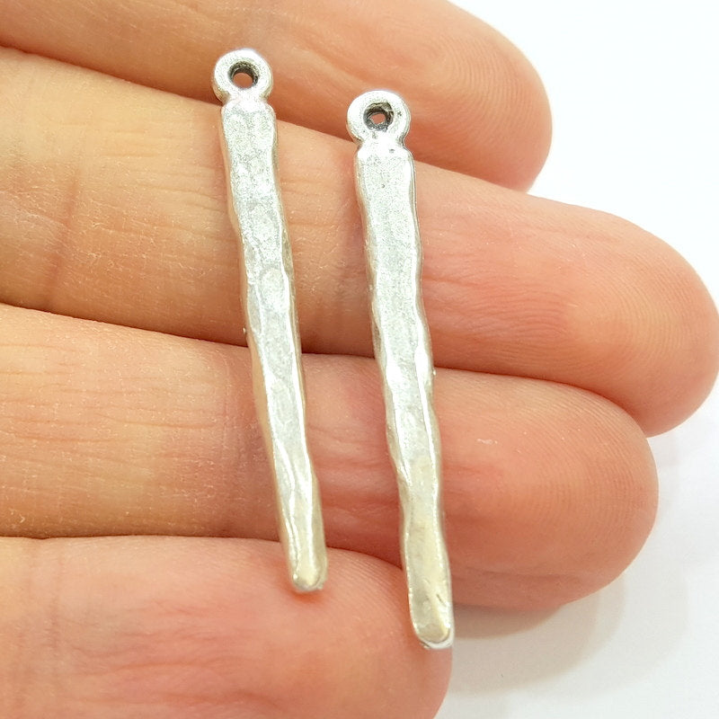 10 Silver Charm Pendant Antique Silver Plated Pendants (39x4mm)  G6976