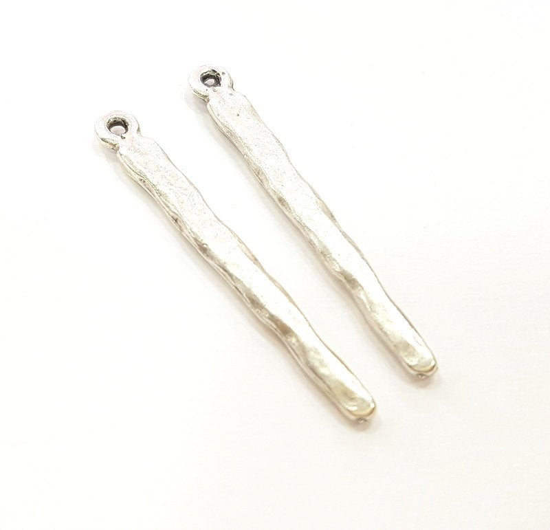 10 Silver Charm Pendant Antique Silver Plated Pendants (39x4mm)  G6976