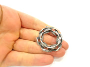 2 Silver Pendant Antique Silver Plated Pendant (39mm) G6980