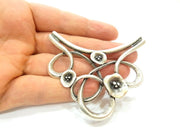 Antique Silver Pendants (76x66mm) Flower Pendant with  two holes G9446