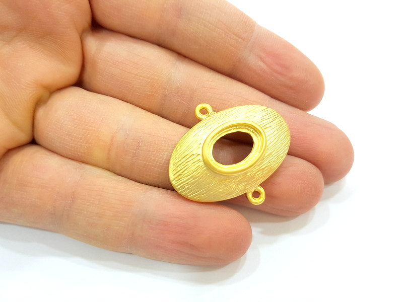 2 Gold Pendant Blank Gold Plated Pendant (34x30mm)  G7022