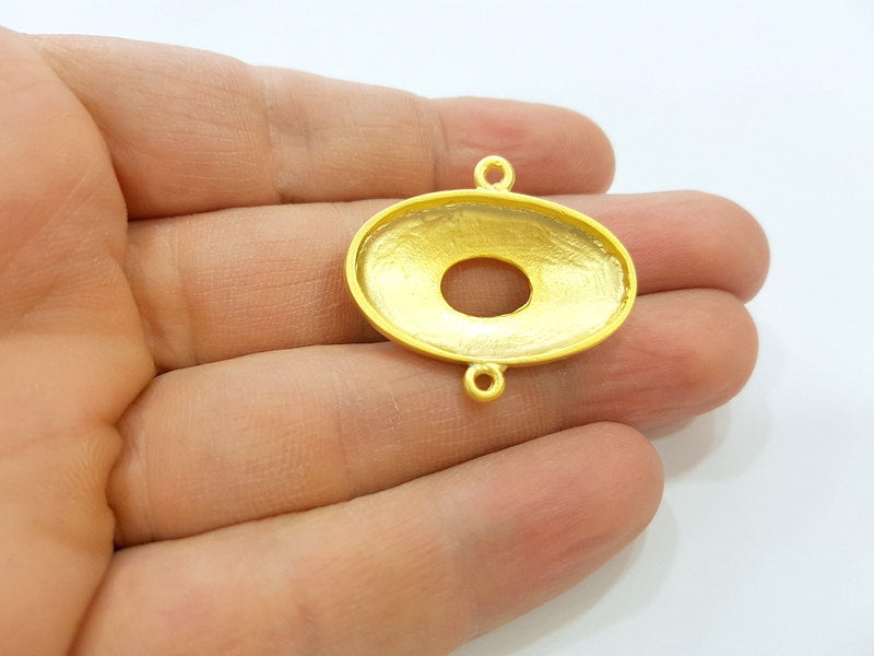 2 Gold Pendant Blank Gold Plated Pendant (34x30mm)  G7022