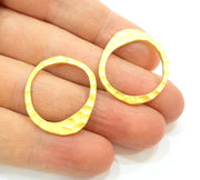 4 Gold Circle Connector Gold Plated Round Pendant (24mm)  G7040