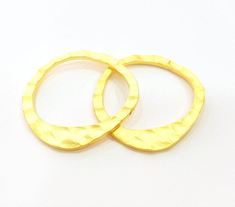 4 Gold Circle Connector Gold Plated Round Pendant (24mm)  G7040