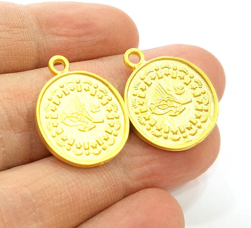 2 Gold Charms Gold Plated Ottoman Signature Charms  2 Pcs (20mm)  G7043