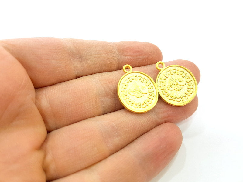 2 Gold Charms Gold Plated Ottoman Signature Charms  2 Pcs (20mm)  G7043