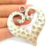 Silver Pendant Antique Silver Heart Pendants Antique Silver Plated Pendants (63x59mm)  G14387