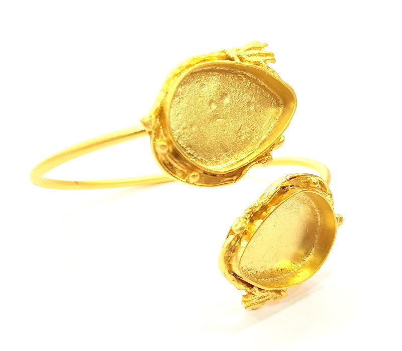 Bracelet Blank Bracelet Cuff Bangles Findings (25x18mm drop Blank) ,Adjustable  Gold  Plated Brass G6402