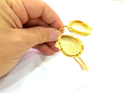 Bracelet Blank Bracelet Cuff Bangles Findings (25x18mm drop Blank) ,Adjustable  Gold  Plated Brass G6402