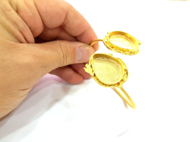 Bracelet Blank Bracelet Cuff Bangles Findings (25x18mm drop Blank) ,Adjustable  Gold  Plated Brass G6402