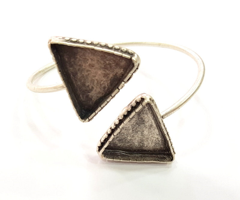 Bracelet Blank Cuff Bangles Findings (25x25mm triangle Blank) ,Adjustable  Antique Silver Plated Brass G6403