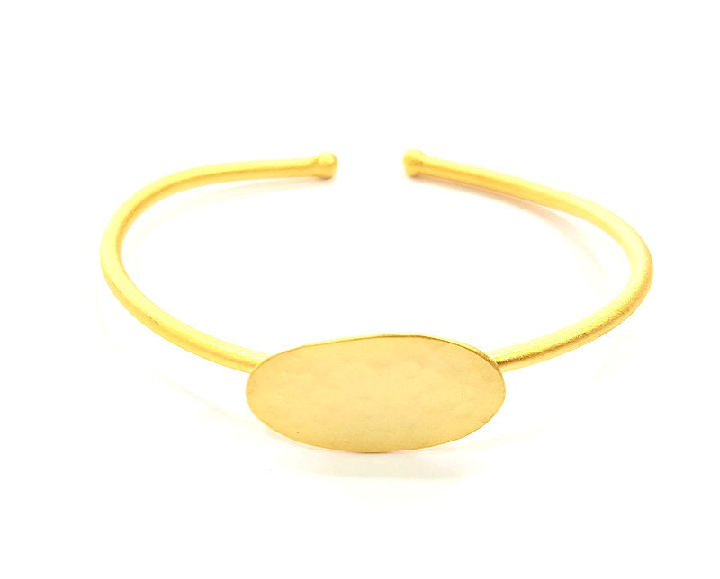 Bracelet Blank Cuff Bangles Findings Adjustable Bracelet Components (25x15mm Blank) Gold  Plated Brass G9544