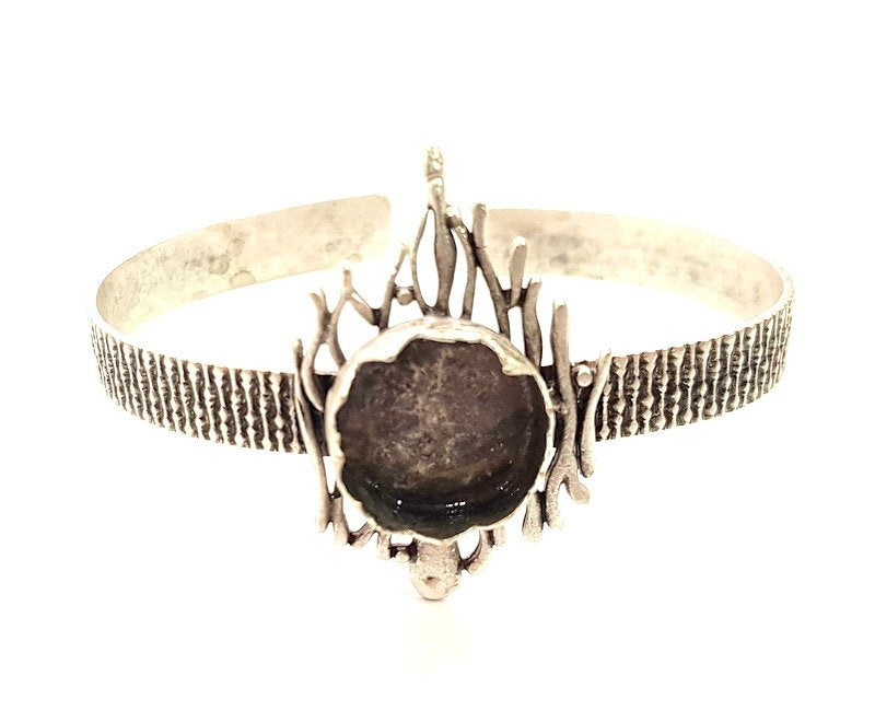 Bracelet Blank Cuff Bangles Findings Adjustable Bracelet Components (15mm Blank)   Antique Silver Plated Brass G6410