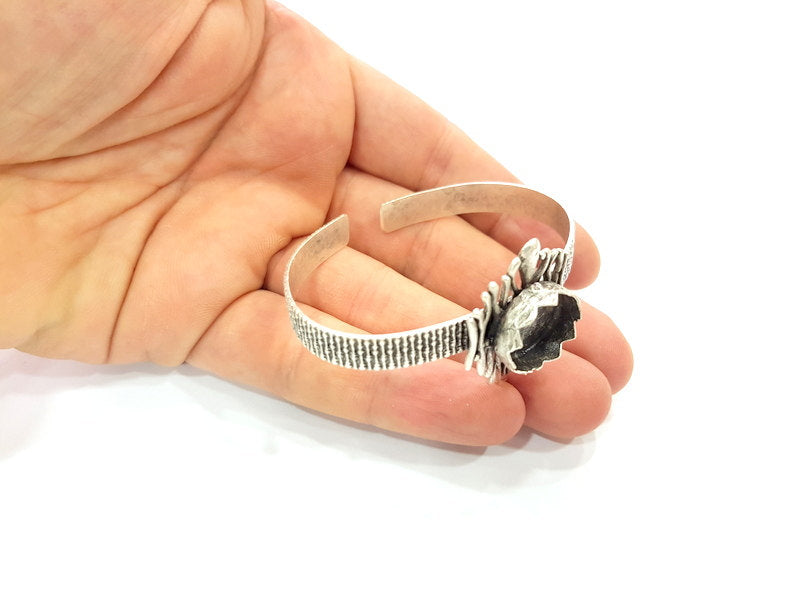 Bracelet Blank Cuff Bangles Findings Adjustable Bracelet Components (15mm Blank)   Antique Silver Plated Brass G6410