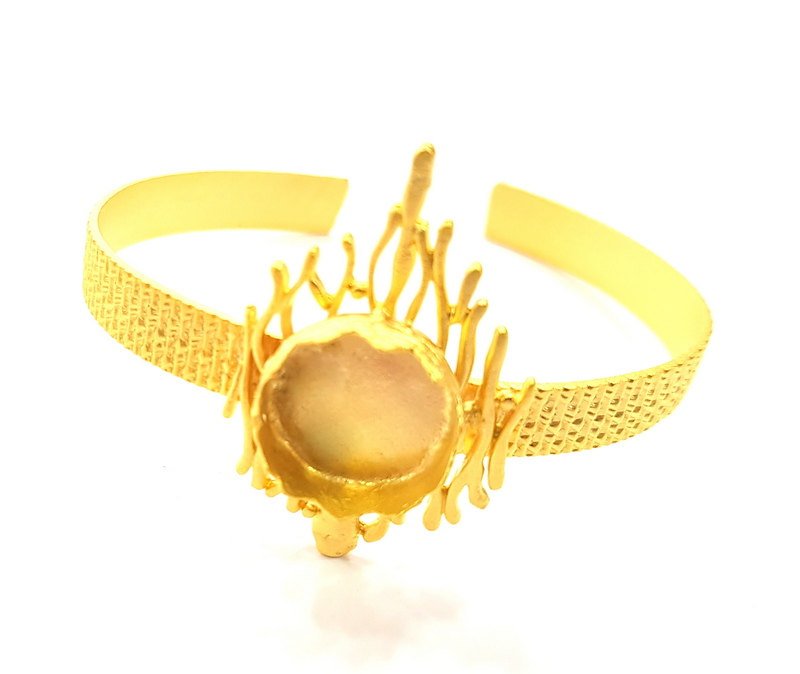 Bracelet Blank Cuff Bangles Findings Adjustable Bracelet Components (15mm Blank) Gold  Plated Brass G6411
