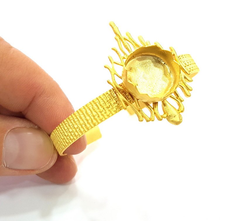 Bracelet Blank Cuff Bangles Findings Adjustable Bracelet Components (15mm Blank) Gold  Plated Brass G6411
