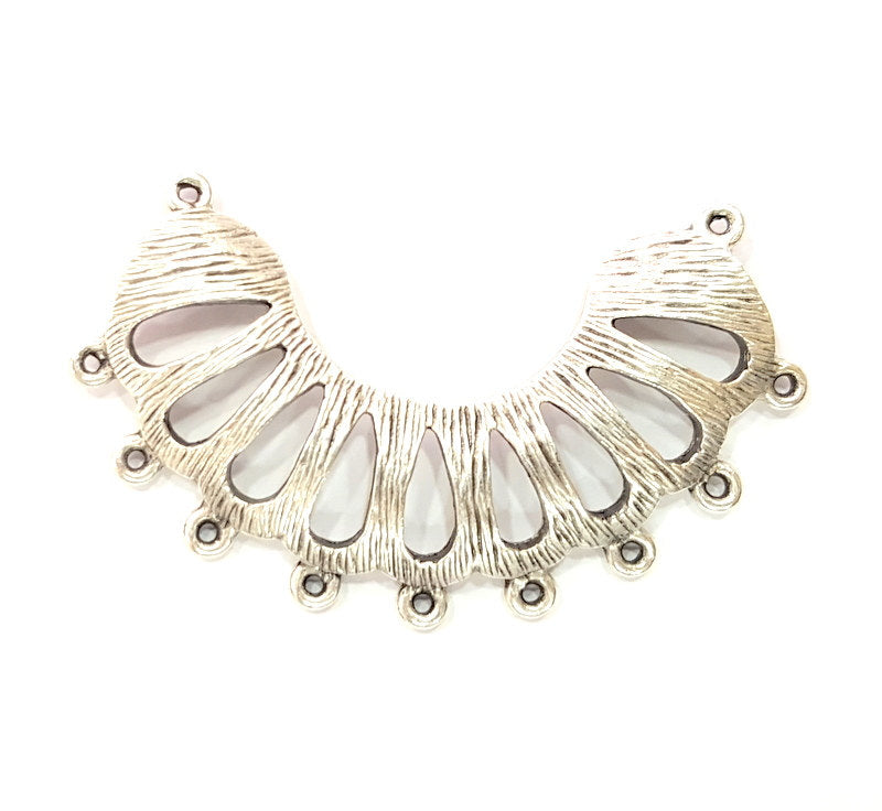 Silver Pendants Antique Silver Tribal Pendant Connector Ethnic Pendant (61x17mm) Antique Silver Plated G6414
