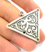 Silver Tribal Pendant Connector Ethnic Pendant (45x40mm) Antique Silver Plated G8290