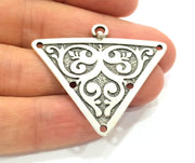 Silver Tribal Pendant Connector Ethnic Pendant (45x40mm) Antique Silver Plated G8290