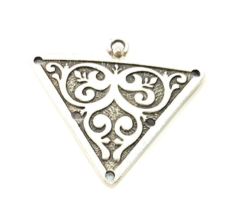 Silver Tribal Pendant Connector Ethnic Pendant (45x40mm) Antique Silver Plated G8290
