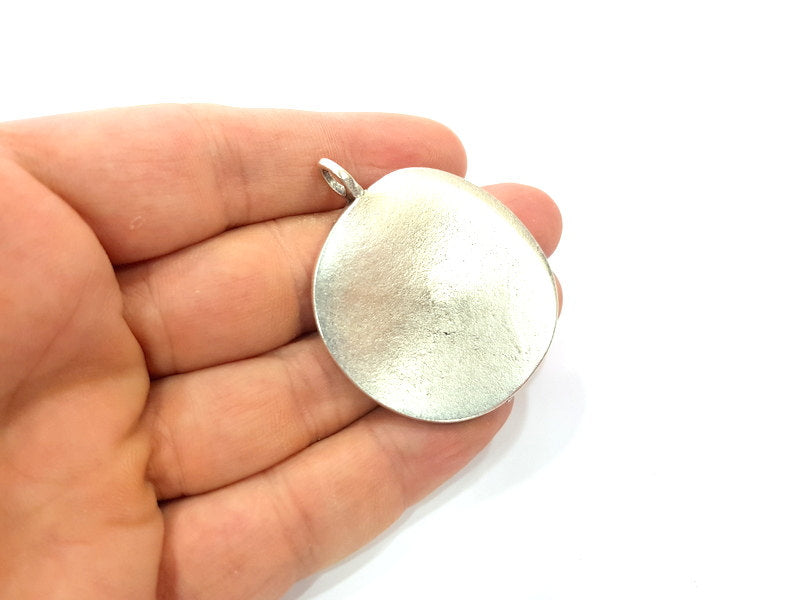 Antique Silver Tribal Pendants Ethnic Pendant Medallion  (42mm) Antique Silver Plated G12241
