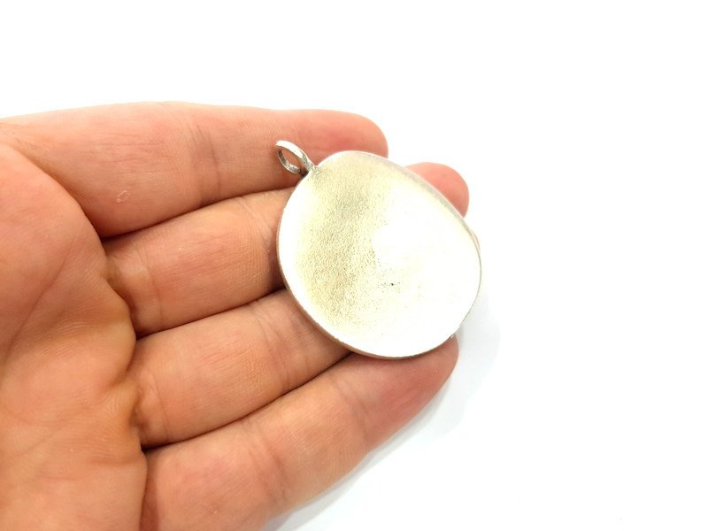 Antique Silver Tribal Pendants Ethnic Pendant Medallion  (42mm) Antique Silver Plated G12241