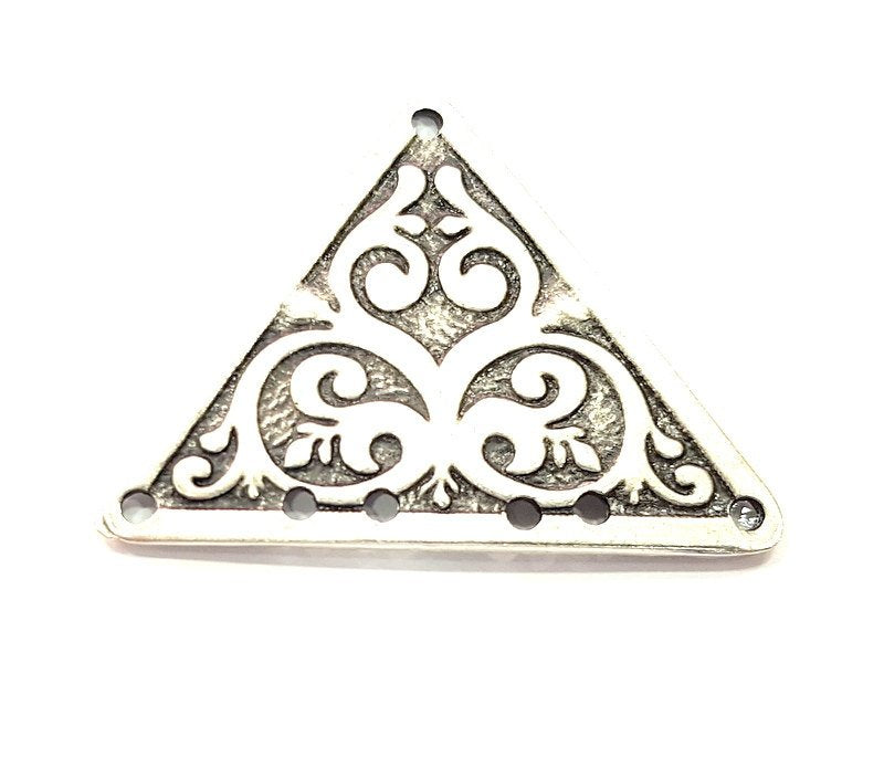 Silver Tribal Pendant Connector Ethnic Pendant (45x35mm) Antique Silver Plated G6422