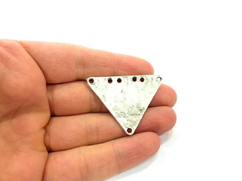Silver Tribal Pendant Connector Ethnic Pendant (45x35mm) Antique Silver Plated G6422