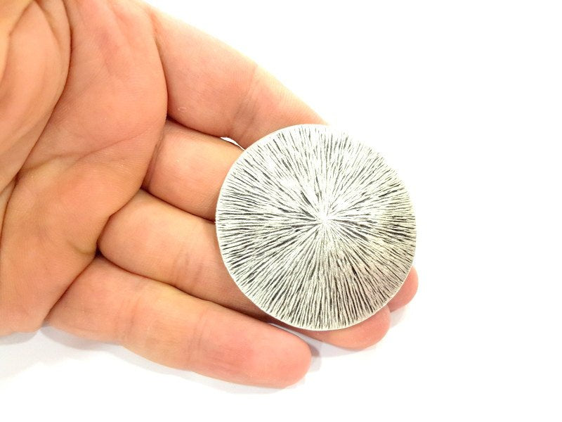 Silver Pendant Tribal Pendants Ethnic Pendant  Medallion Pendant (51mm) Antique Silver Plated G6424