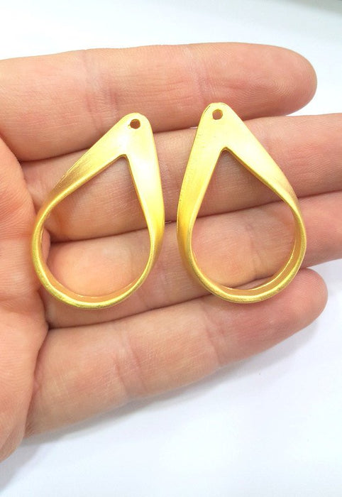 2 Gold Plated Drop Pendants  (40x25mm)  G7068