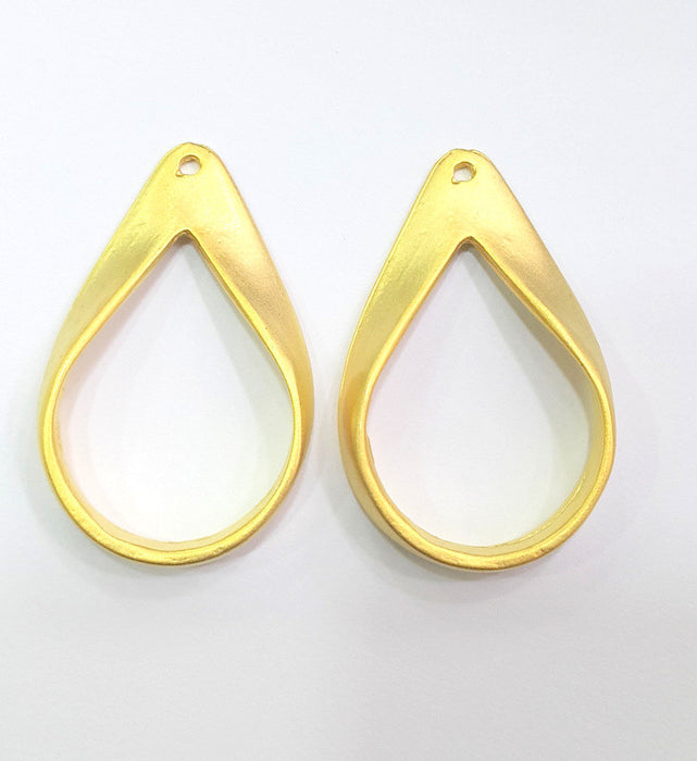 2 Gold Plated Drop Pendants  (40x25mm)  G7068