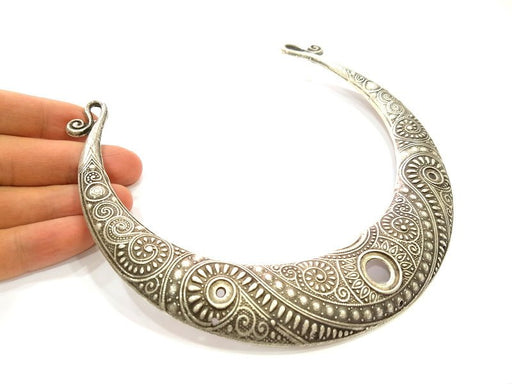 Silver Pendant Extra Large Antique Silver Plated Pendant Collar Pendant Tribal Pendant Ethnic Pendant (160x30mm)  G7075